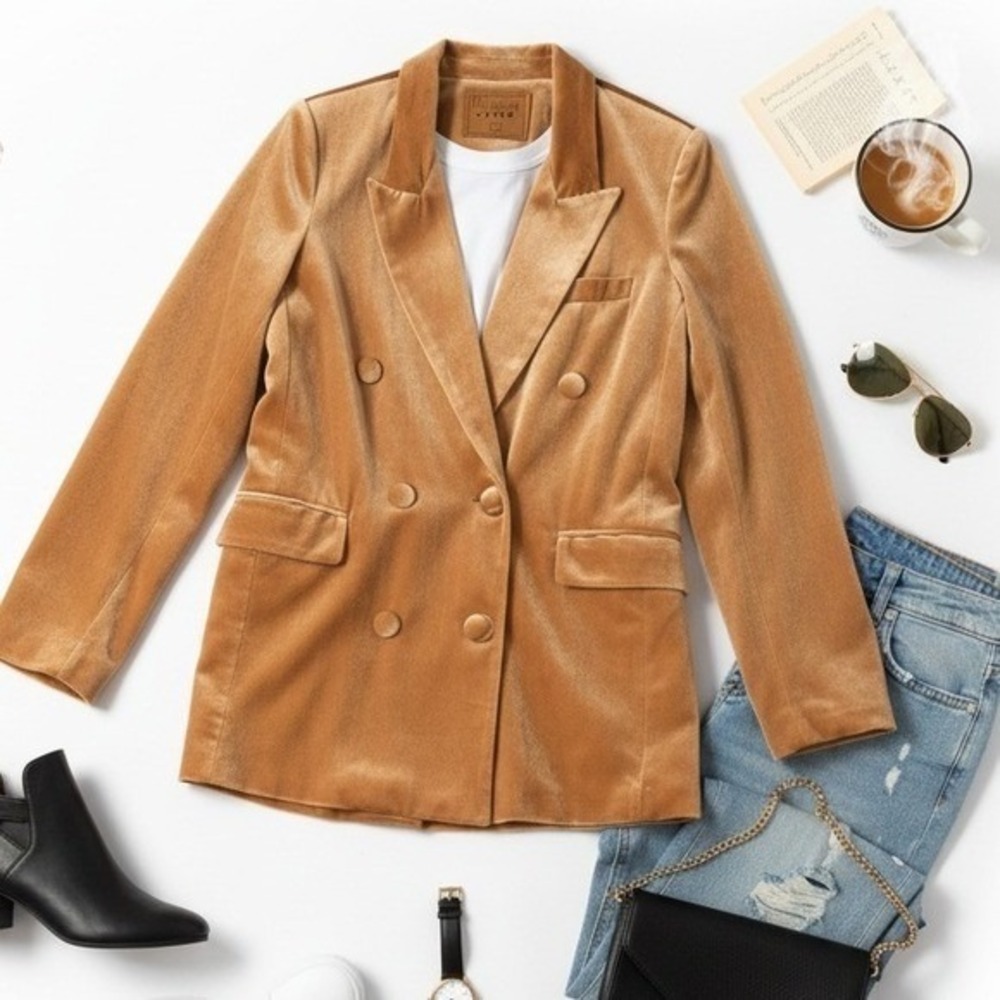 Blank NYC Tan Velvet Blazer